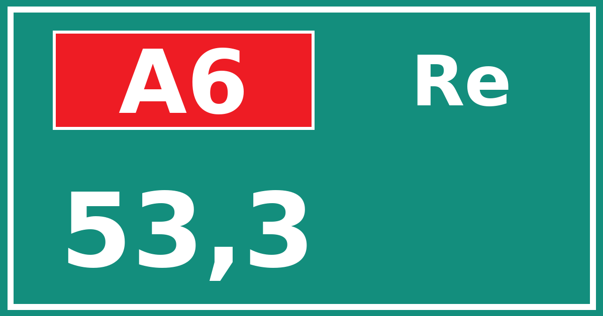 Hectometerbord A6 53,3 zijde Re
