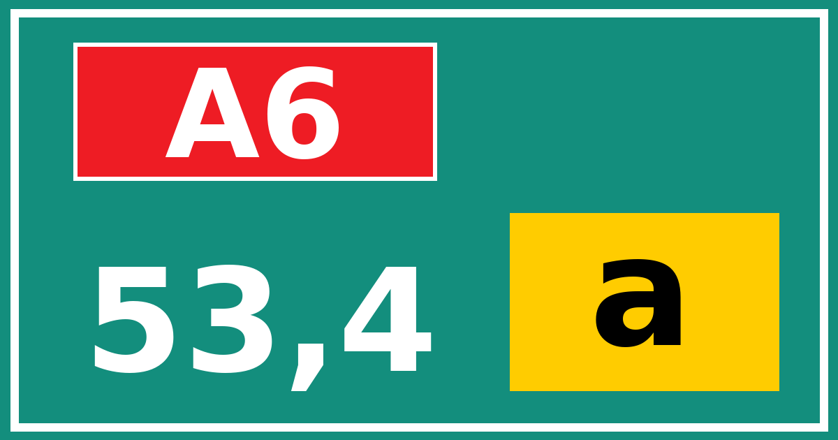 Hectometerbord A6 53,4 letter a