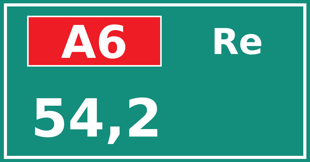 Hectometerbord A6 54,2 zijde Re
