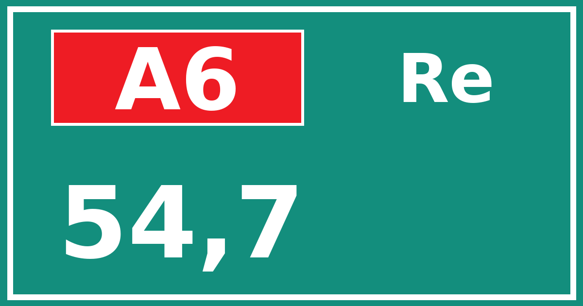 Hectometerbord A6 54,7 zijde Re