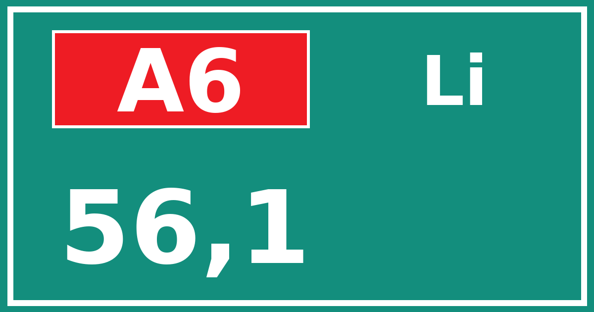 Hectometerbord A6 56,1 zijde Li
