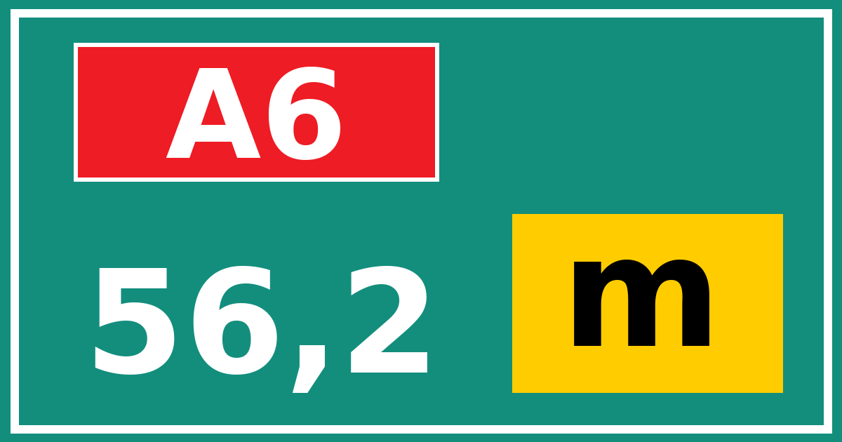 Hectometerbord A6 56,2 letter m