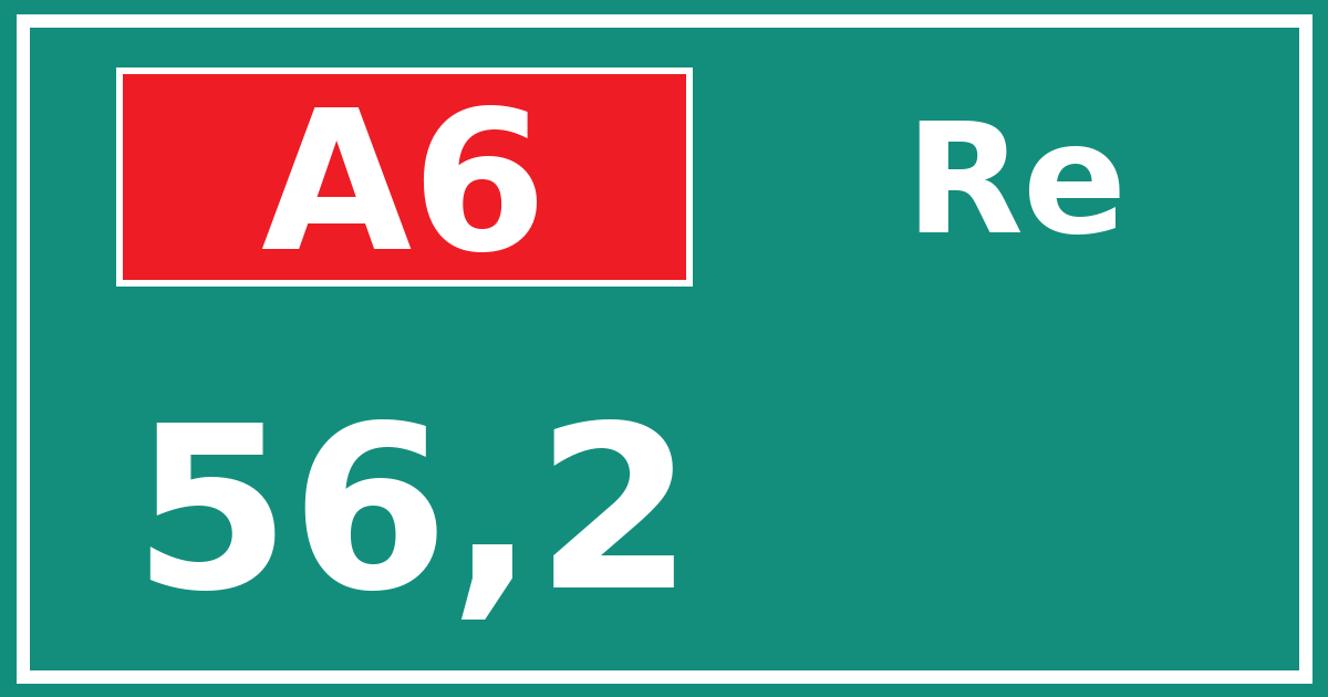 Hectometerbord A6 56,2 zijde Re