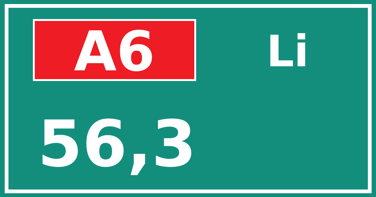 Hectometerbord A6 56,3 zijde Li