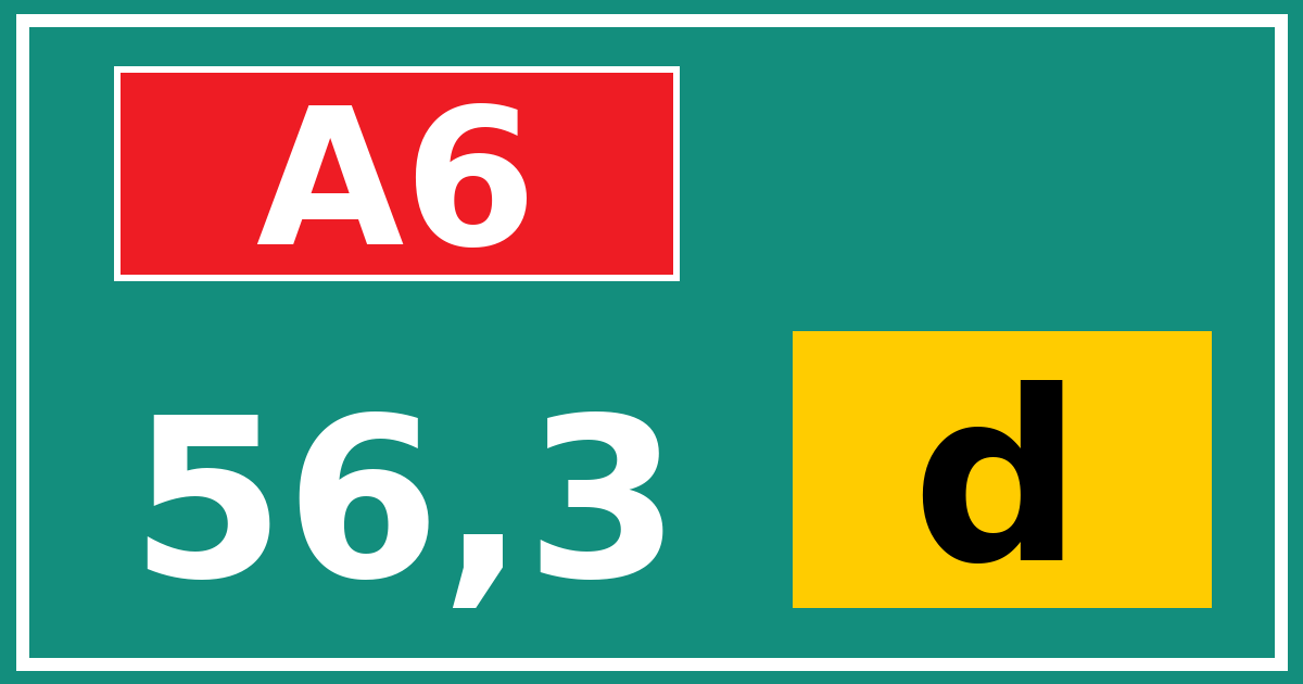 Hectometerbord A6 56,3 letter d