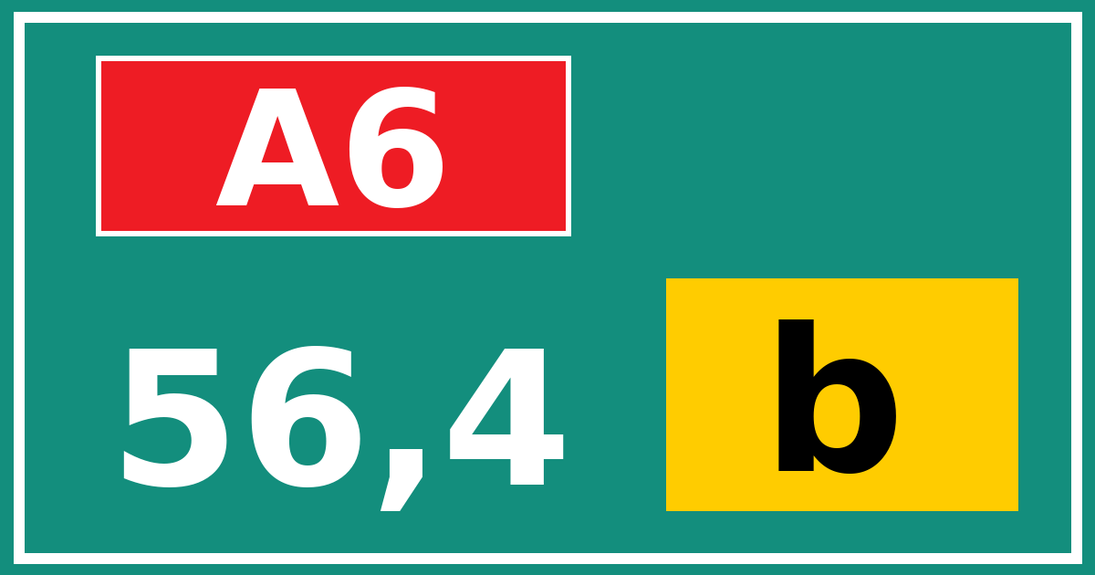 Hectometerbord A6 56,4 letter b