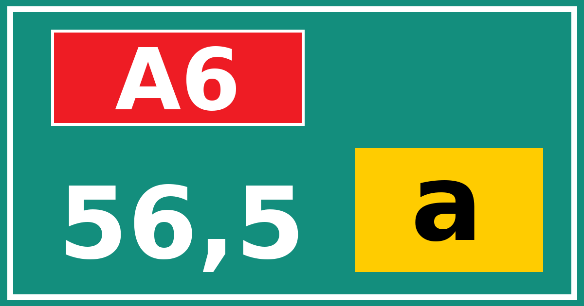 Hectometerbord A6 56,5 letter a