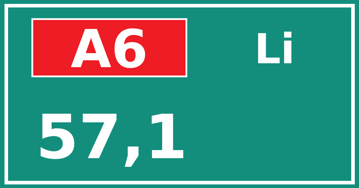 Hectometerbord A6 57,1 zijde Li