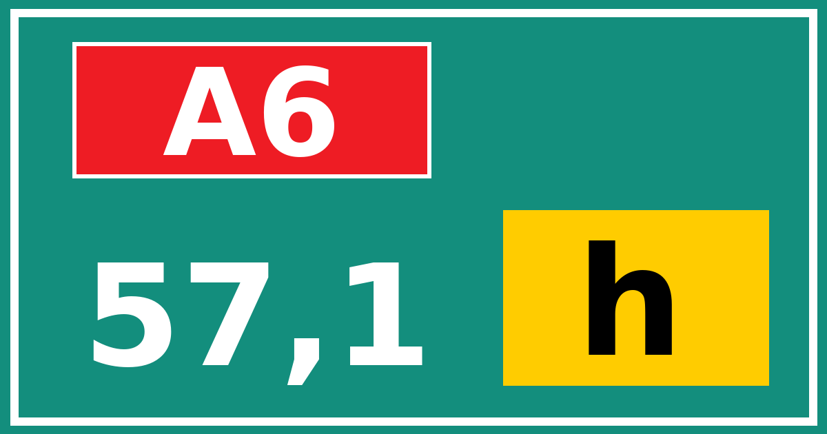 Hectometerbord A6 57,1 letter h