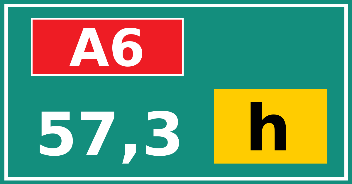 Hectometerbord A6 57,3 letter h
