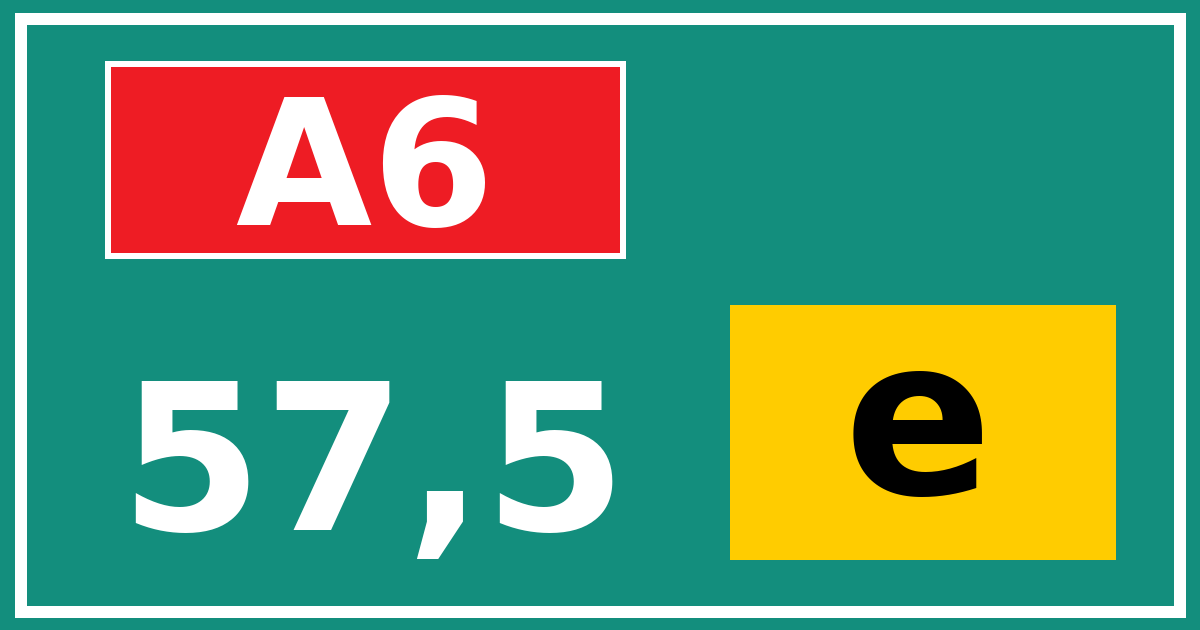 Hectometerbord A6 57,5 letter e