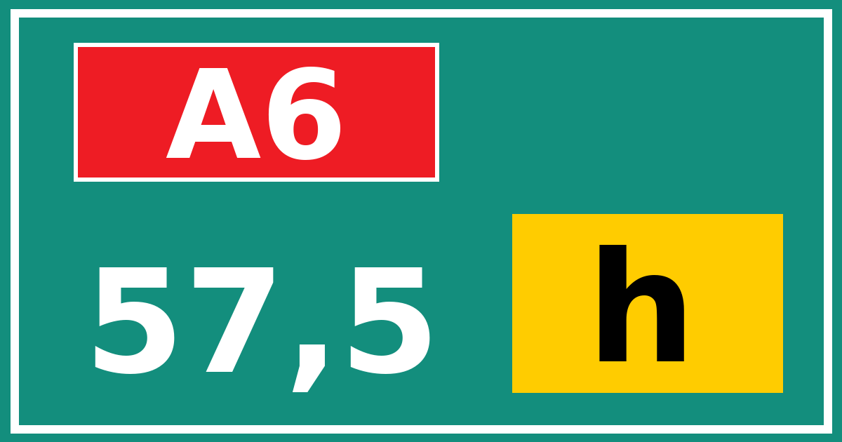 Hectometerbord A6 57,5 letter h