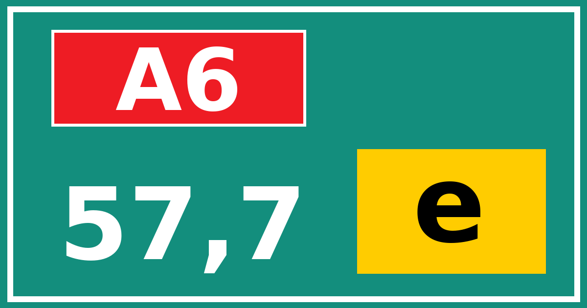 Hectometerbord A6 57,7 letter e