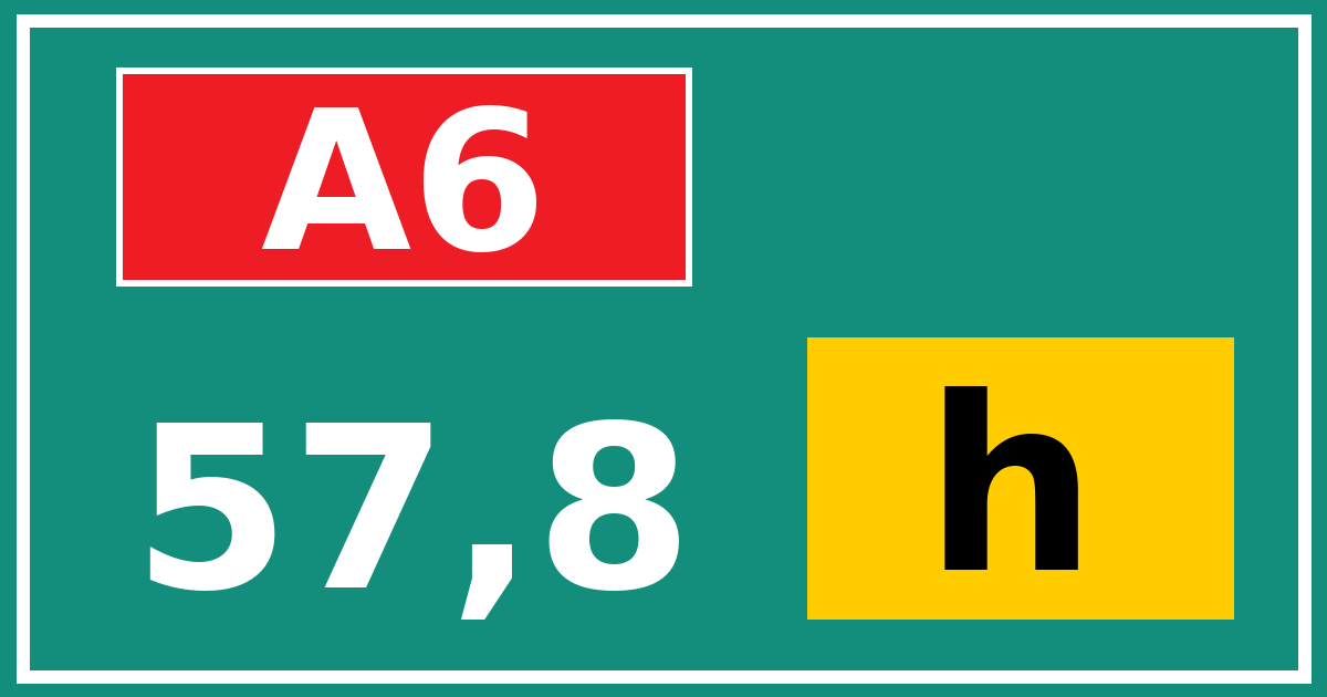 Hectometerbord A6 57,8 letter h