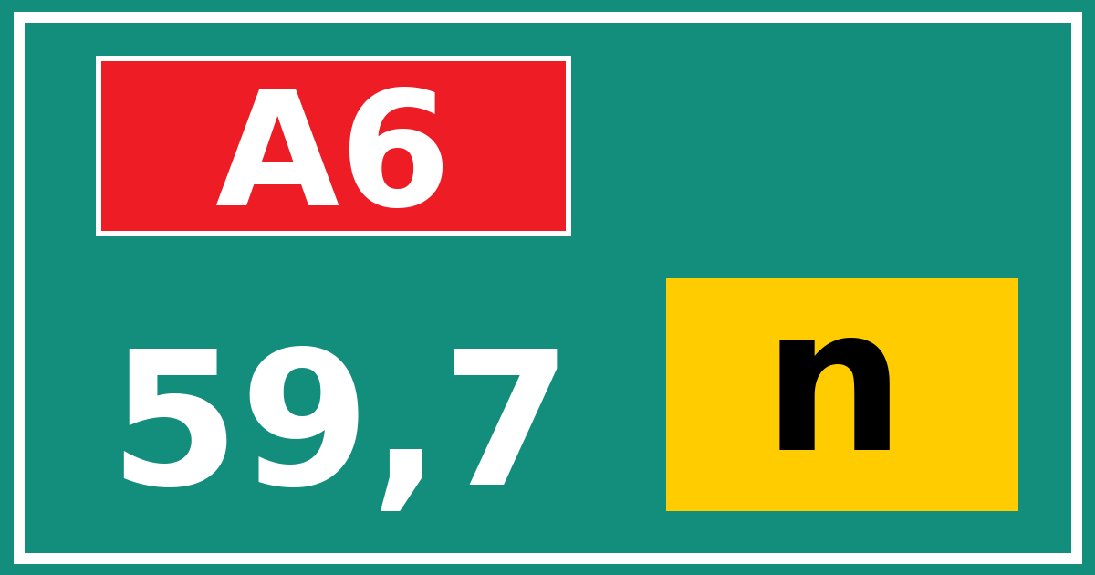 Hectometerbord A6 59,7 letter n