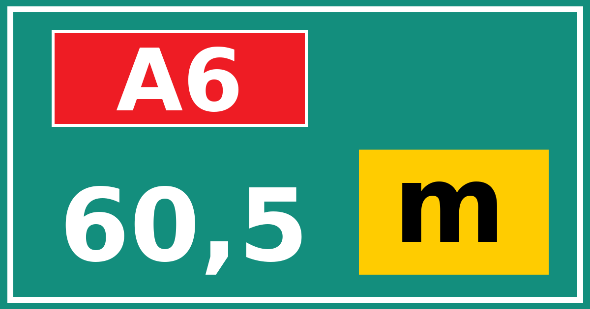 Hectometerbord A6 60,5 letter m