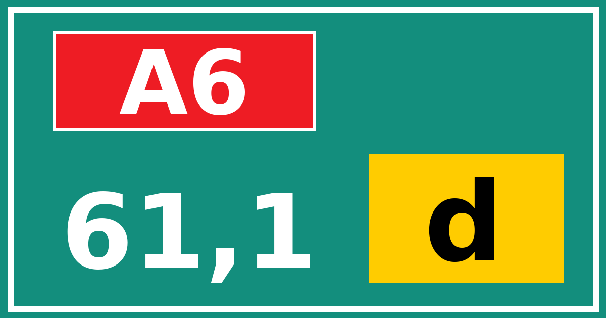Hectometerbord A6 61,1 letter d