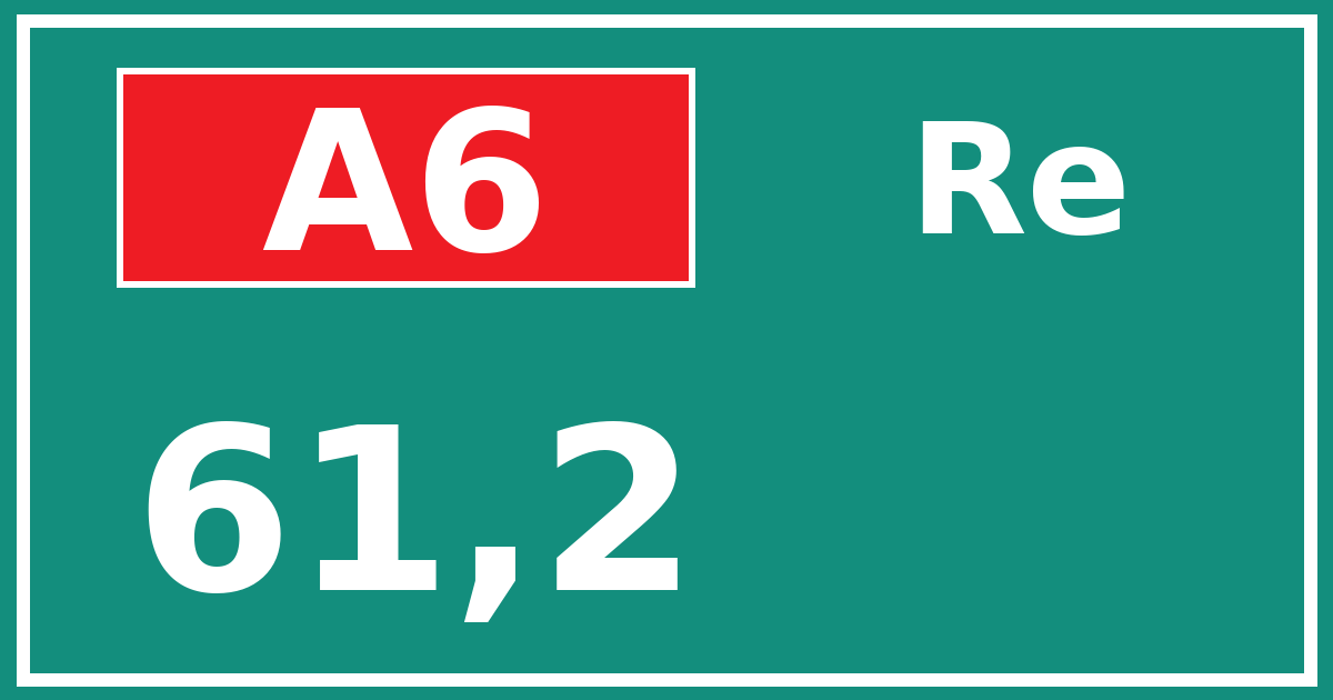 Hectometerbord A6 61,2 zijde Re