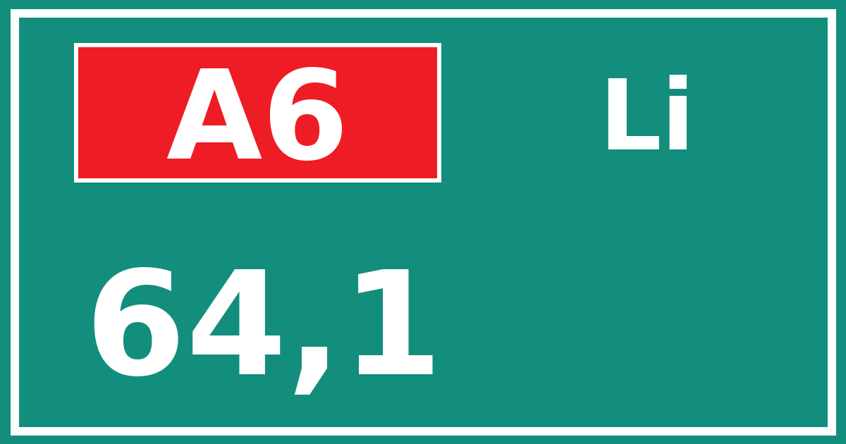 Hectometerbord A6 64,1 zijde Li