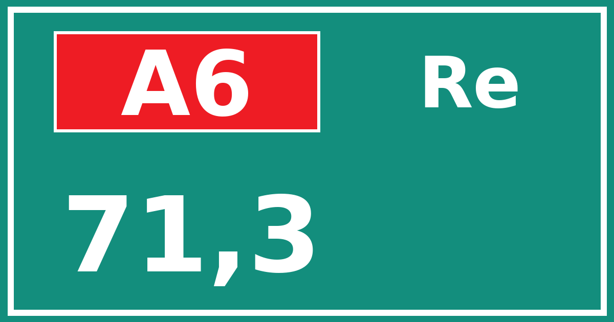 Hectometerbord A6 71,3 zijde Re