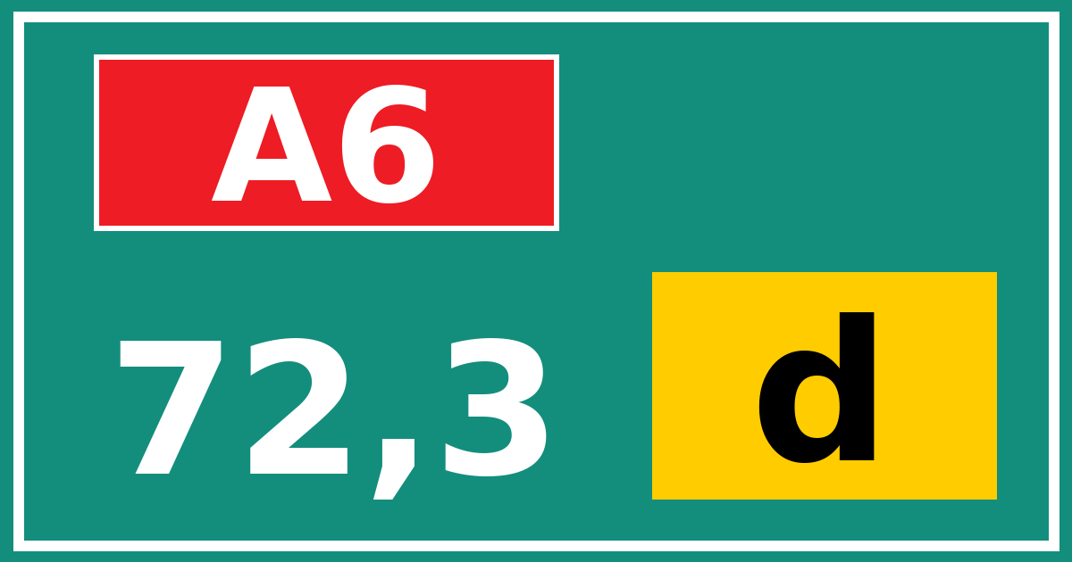 Hectometerbord A6 72,3 letter d