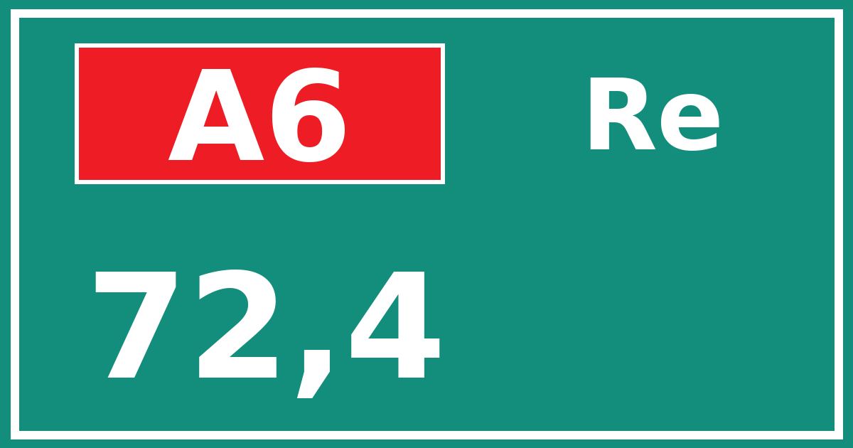Hectometerbord A6 72,4 zijde Re