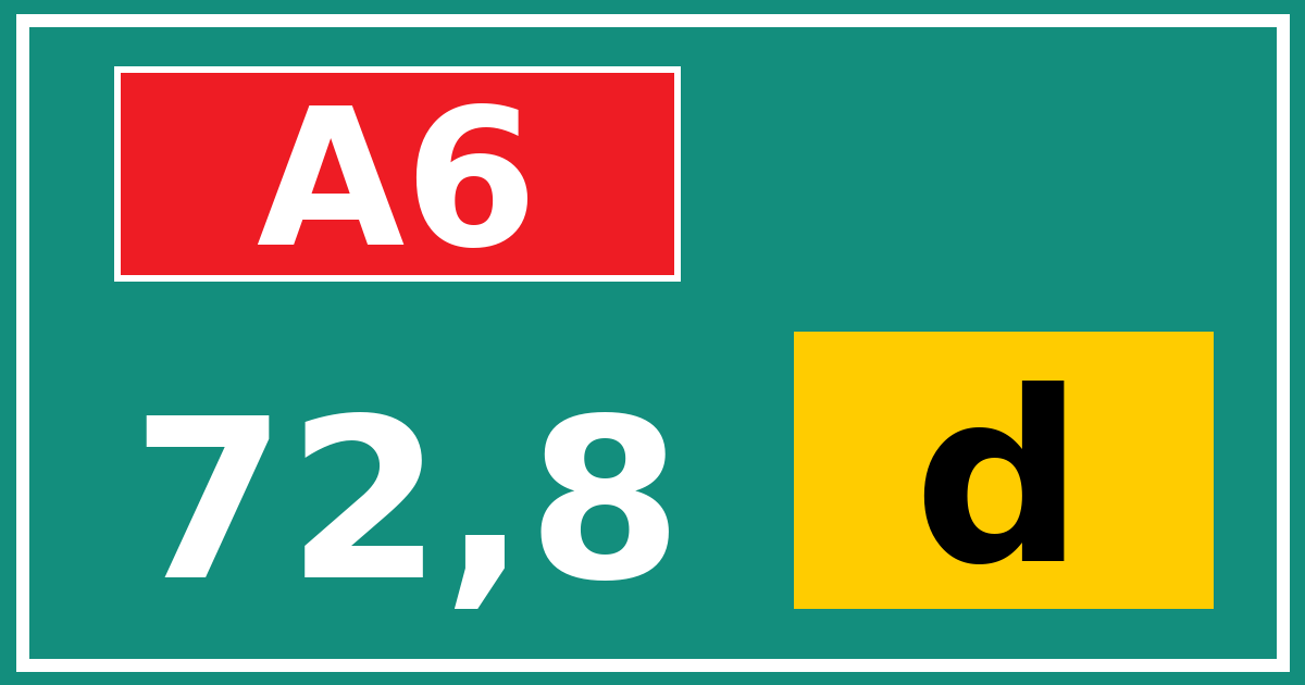 Hectometerbord A6 72,8 letter d
