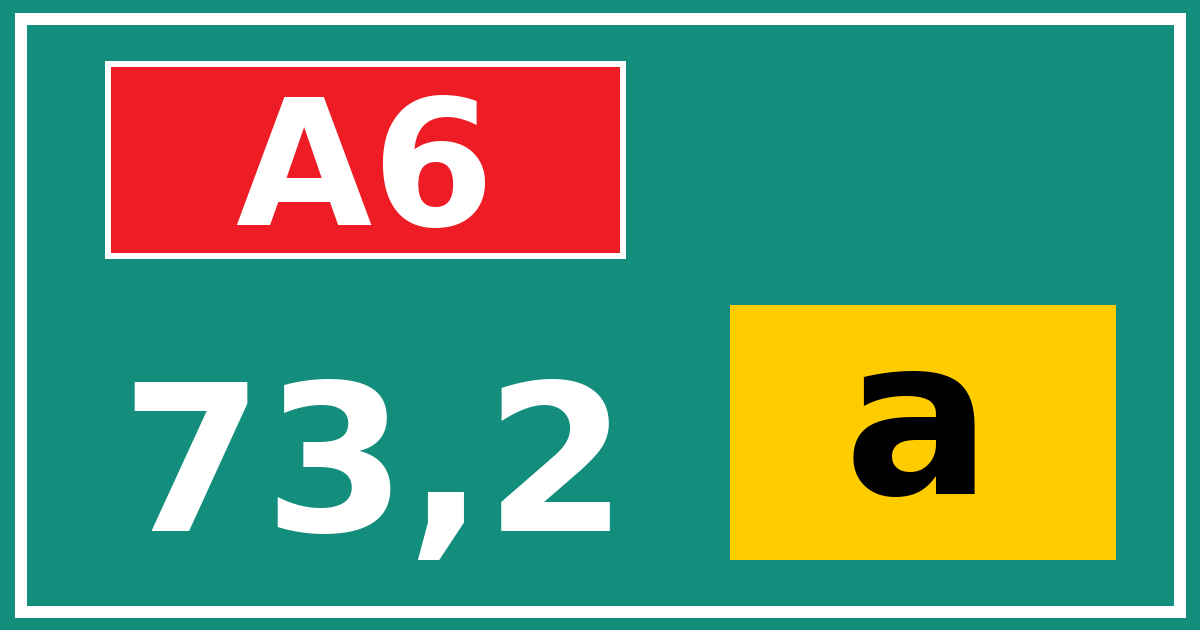 Hectometerbord A6 73,2 letter a