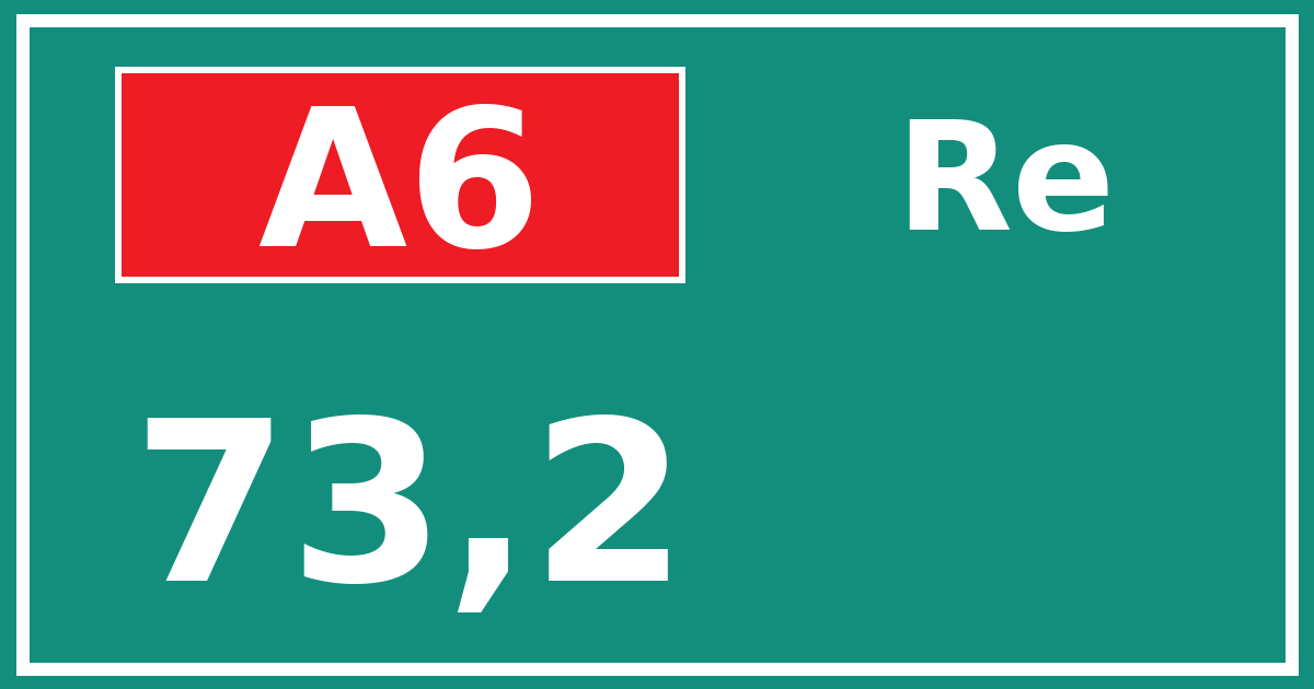 Hectometerbord A6 73,2 zijde Re