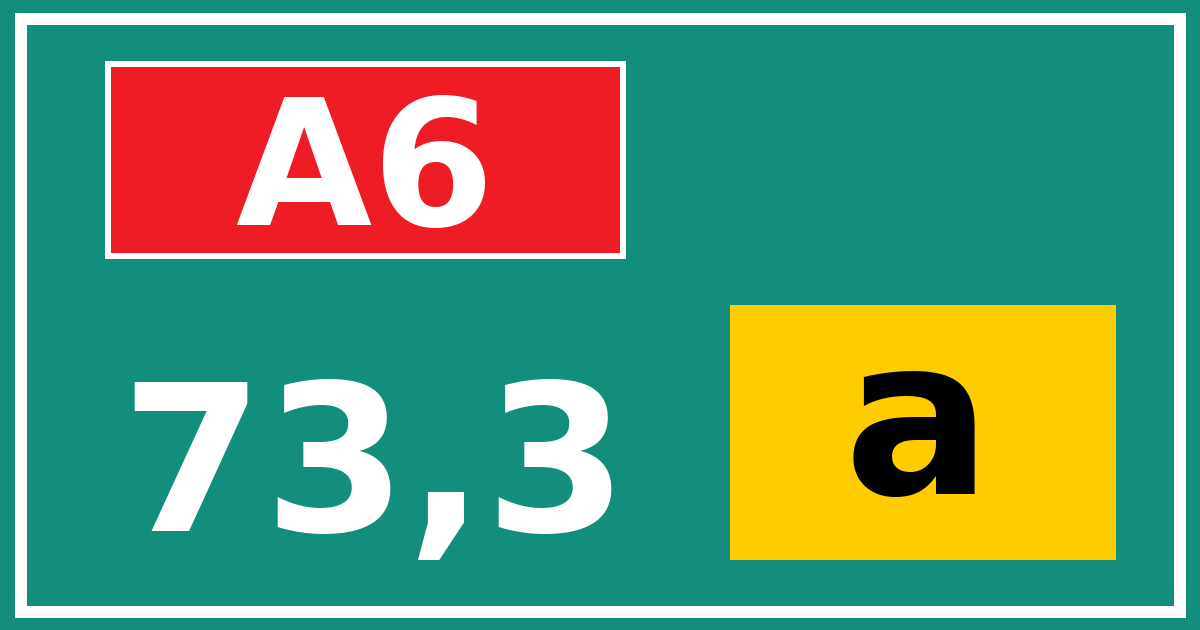 Hectometerbord A6 73,3 letter a