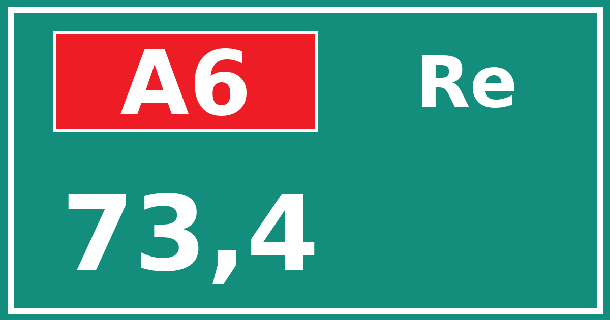 Hectometerbord A6 73,4 zijde Re
