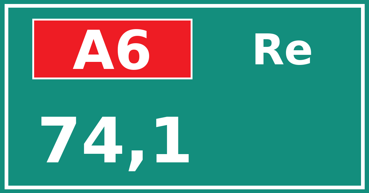 Hectometerbord A6 74,1 zijde Re