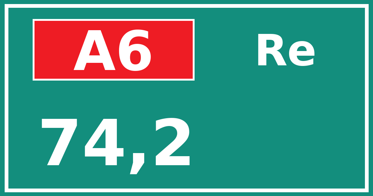 Hectometerbord A6 74,2 zijde Re