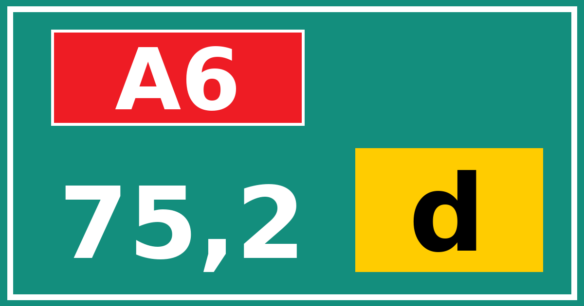 Hectometerbord A6 75,2 letter d