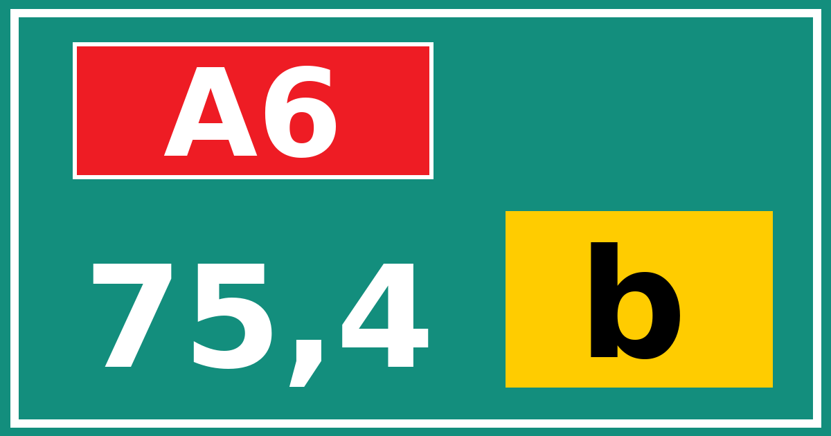 Hectometerbord A6 75,4 letter b