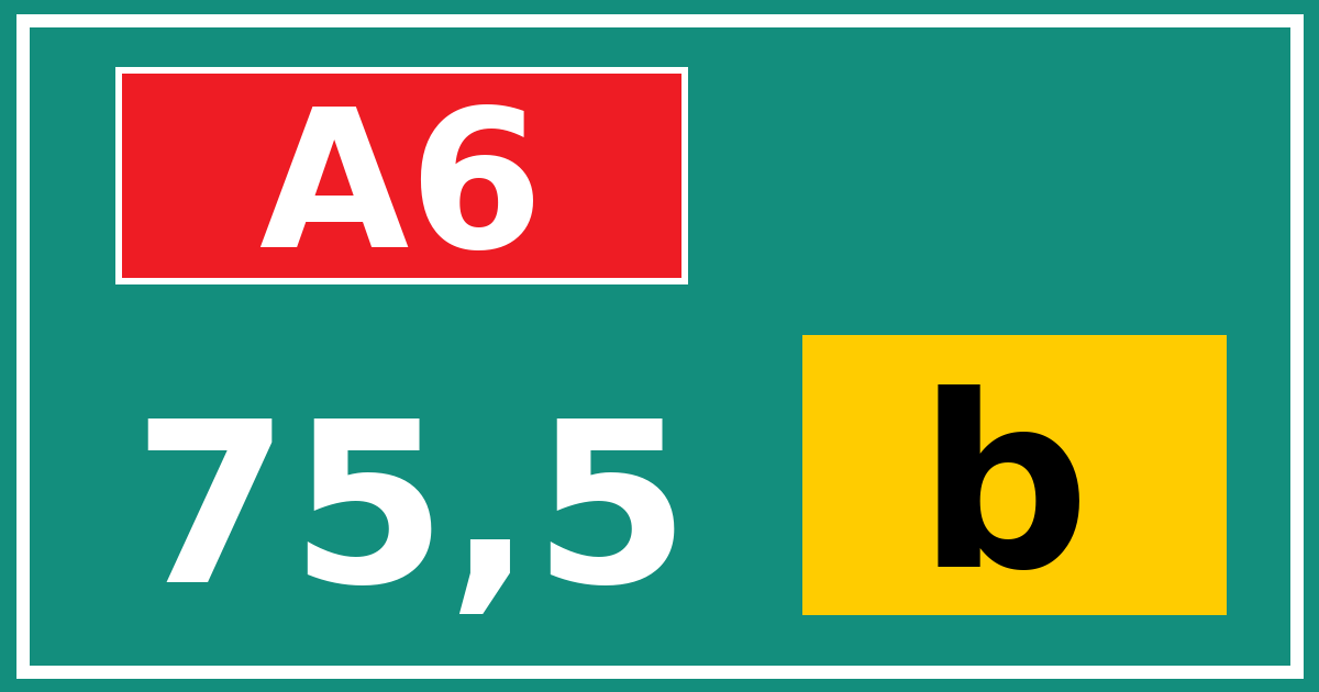 Hectometerbord A6 75,5 letter b