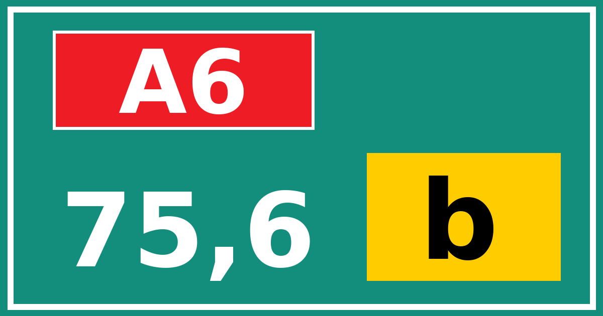Hectometerbord A6 75,6 letter b