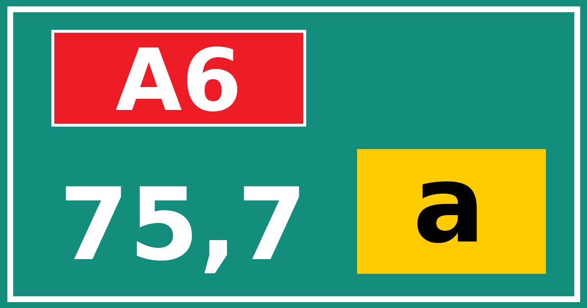 Hectometerbord A6 75,7 letter a