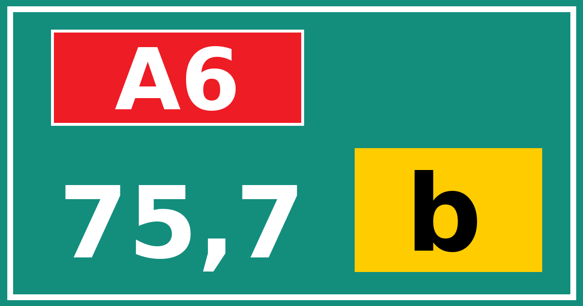 Hectometerbord A6 75,7 letter b