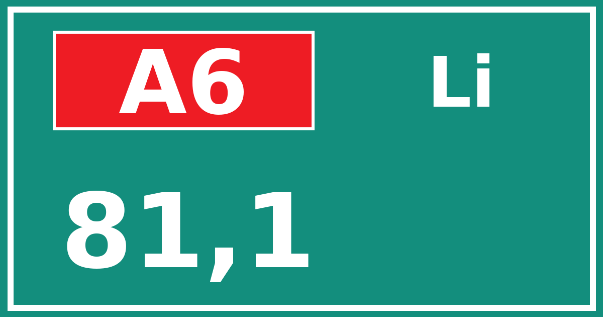 Hectometerbord A6 81,1 zijde Li