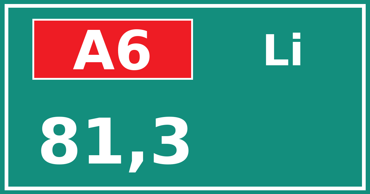Hectometerbord A6 81,3 zijde Li