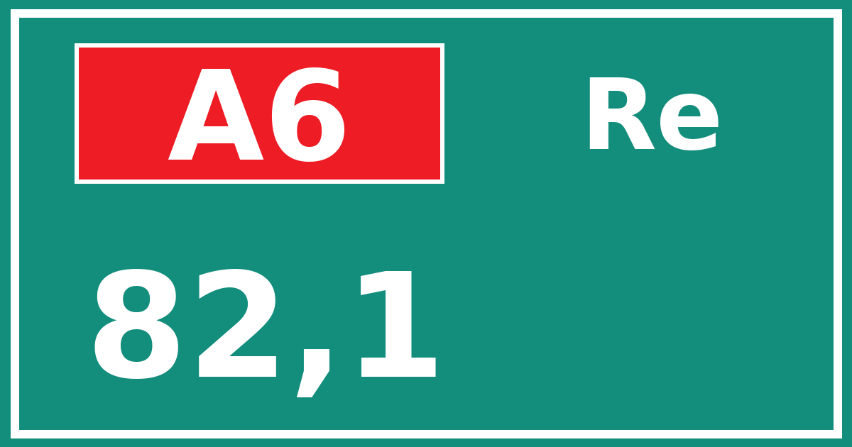 Hectometerbord A6 82,1 zijde Re