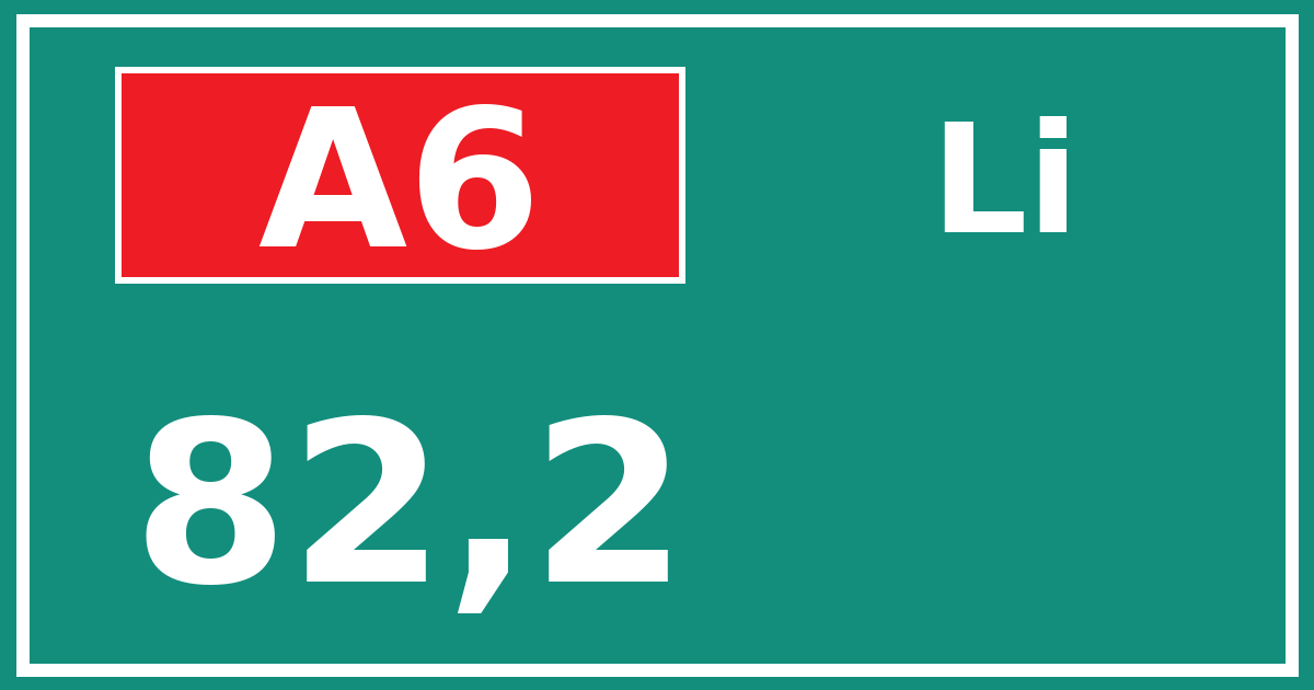Hectometerbord A6 82,2 zijde Li