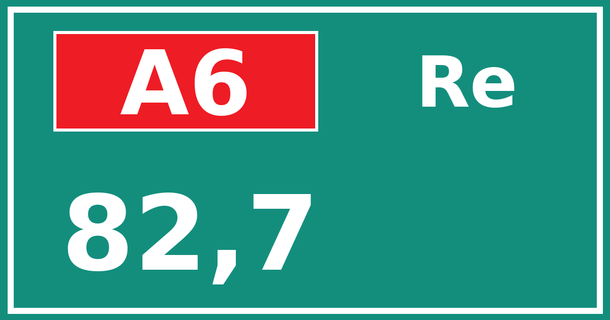 Hectometerbord A6 82,7 zijde Re