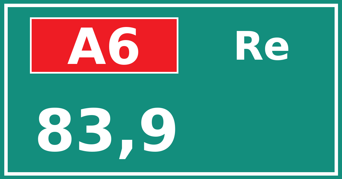 Hectometerbord A6 83,9 zijde Re