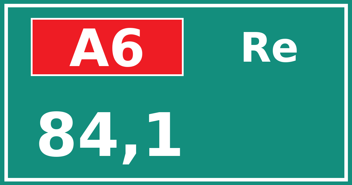 Hectometerbord A6 84,1 zijde Re