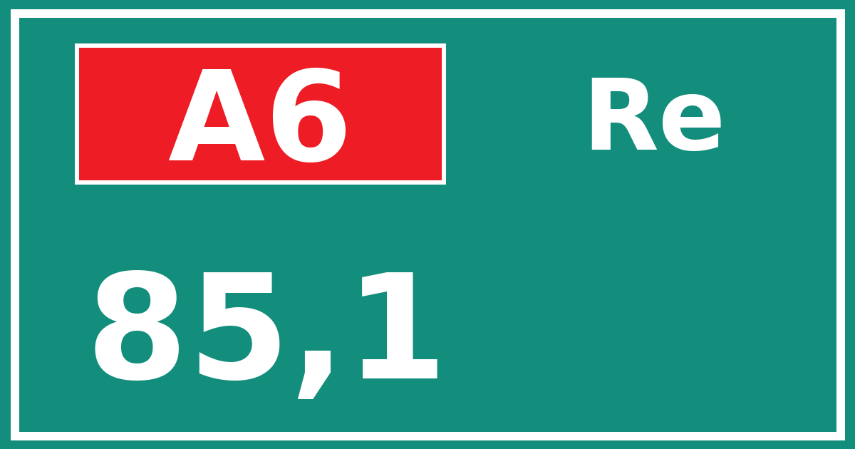 Hectometerbord A6 85,1 zijde Re