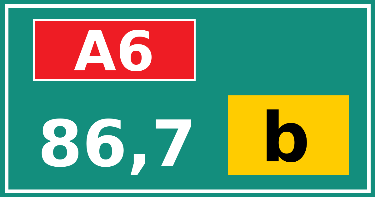 Hectometerbord A6 86,7 letter b