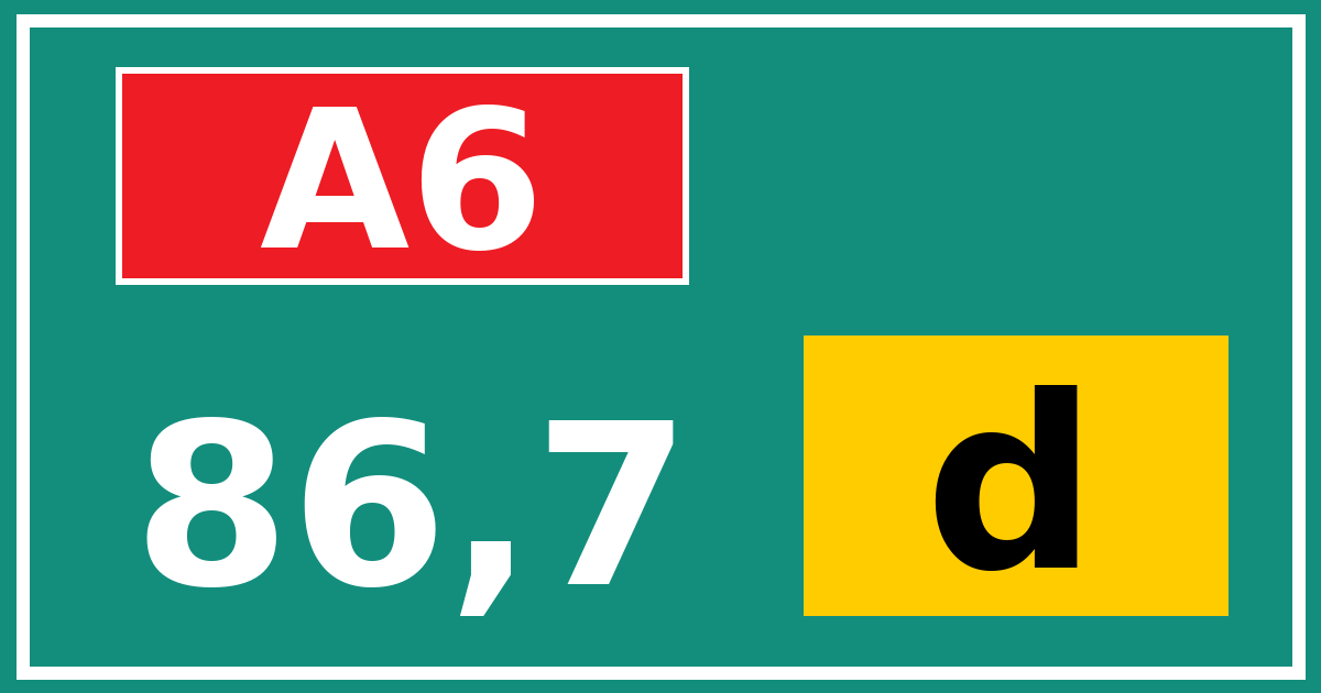 Hectometerbord A6 86,7 letter d
