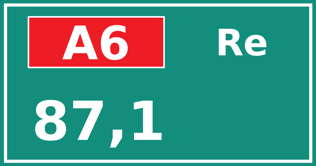 Hectometerbord A6 87,1 zijde Re